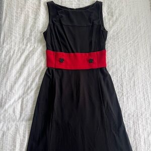Ann Taylor Red & Black Button Detail Dress